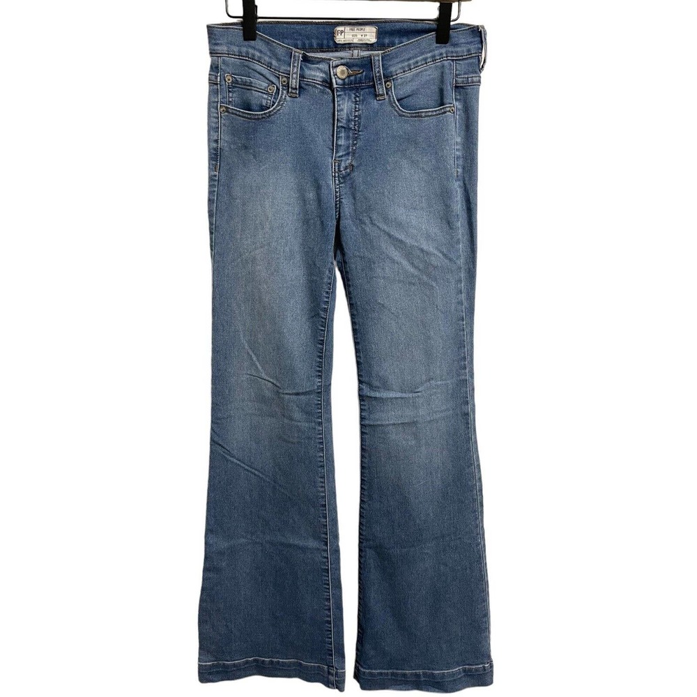 Free People Flare Jeans Size 27 Stretch Mid Rise 90s Y2k Festival Boho Hippie